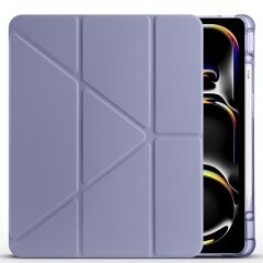 iPad Air 13 M2 / M3 uyumlu Kılıf Kalem Bölmeli Tri Folding Standlı Arkası Silikon Uyku Modlu Levander Gray