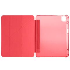 iPad Air 13 M2 / M3 uyumlu Kılıf Kalem Bölmeli Tri Folding Standlı Arkası Silikon Uyku Modlu Kırmızı