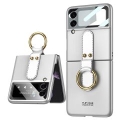 Samsung Galaxy Z Flip 3 Yüzüklü Kılıf Premium Kapak Ultra İnce Mat Tasarım Tam Uyumlu Gümüş