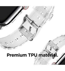 Apple Watch 10 42 mm uyumlu Şeffaf Silikon Kordon Şık ve Estetik Kayış