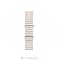 Apple Watch 9 41 mm uyumlu Silikon Ocean Kordon Silindirik Geometri Kayış Krem