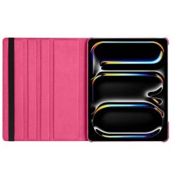 iPad Pro 13 M4 2024 uyumlu Kapaklı Kılıf 360° Dönebilen Standlı Smart Uyku Modlu Akıllı Kapak Koyu Pembe