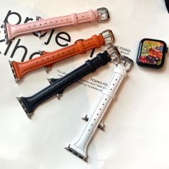 Apple Watch 8 45 mm uyumlu Deri Kordon Premium Dikişli İnce Deri Kayış