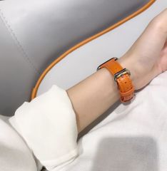 Apple Watch 8 45 mm uyumlu Deri Kordon Premium Dikişli İnce Deri Kayış