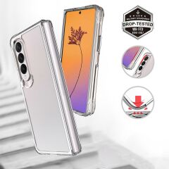 Samsung Galaxy Z Fold 4 uyumlu Şeffaf Kılıf Sararma Yapmayan Sert PC Kapak Köşeleri Yükseltilmiş