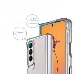Samsung Galaxy Z Fold 4 uyumlu Şeffaf Kılıf Sararma Yapmayan Sert PC Kapak Köşeleri Yükseltilmiş