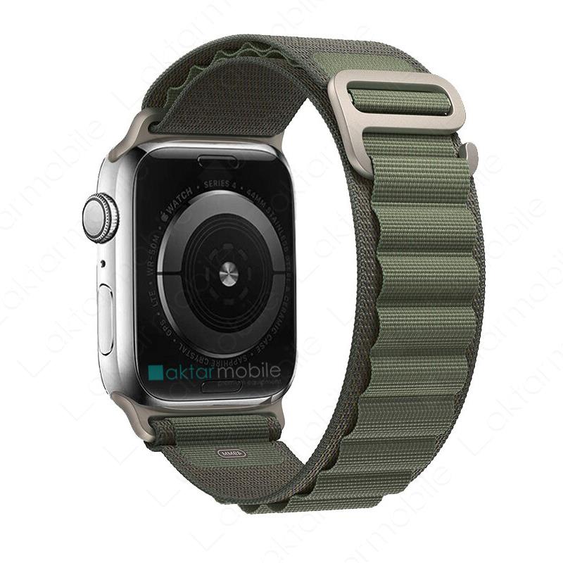 Apple Watch 10 46 mm uyumlu Alpine Loop Kordon Kumaş Örgü Kayış Yeşil
