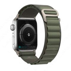 Apple Watch 10 46 mm uyumlu Alpine Loop Kordon Kumaş Örgü Kayış Yeşil