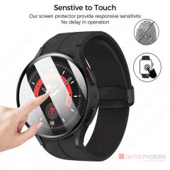 Samsung Galaxy Watch 5 Pro 45 mm uyumlu Ekran Koruyucu 3D Tam Kapatan Kavisli PPMA Nano Cam Tam Uyum