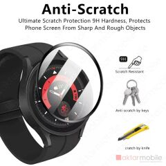 Samsung Galaxy Watch 5 Pro 45 mm uyumlu Ekran Koruyucu 3D Tam Kapatan Kavisli PPMA Nano Cam Tam Uyum