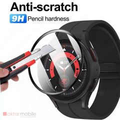Samsung Galaxy Watch 5 Pro 45 mm uyumlu Ekran Koruyucu 3D Tam Kapatan Kavisli PPMA Nano Cam Tam Uyum