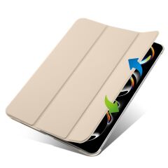iPad Pro 11 M4 2024 uyumlu Kapaklı Kılıf Kalem Bölmeli Standlı Flip Smart Akıllı Kapak Uyku Modlu Gold