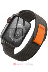 Apple Watch 9 41 mm uyumlu Trail Loop Kordon Naylon Örgü Kayış Siyah