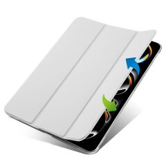 iPad Pro 11 M4 2024 uyumlu Kapaklı Kılıf Kalem Bölmeli Standlı Flip Smart Akıllı Kapak Uyku Modlu Gri