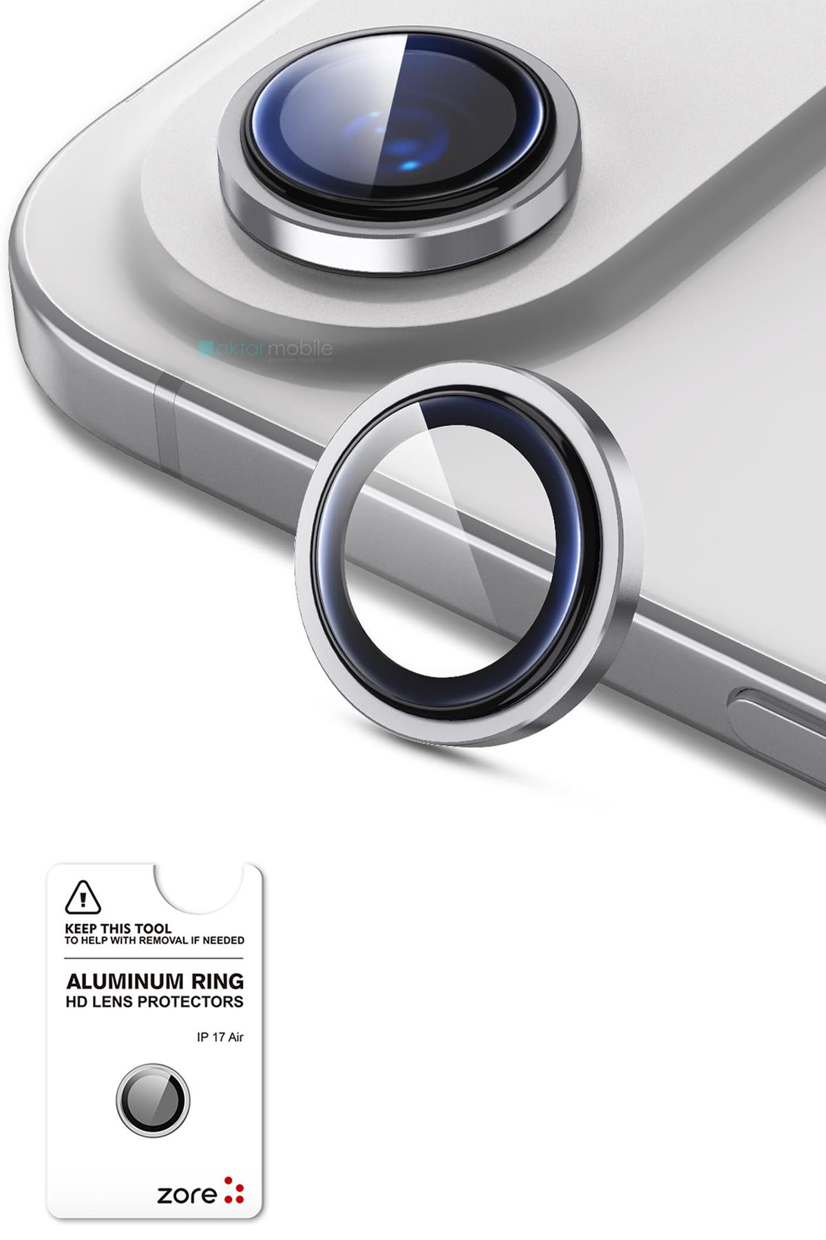 iPhone 17 Air Uyumlu Safir Kamera Lens Koruyucu Anti-Reftective Premium Temperli Cam Gümüş
