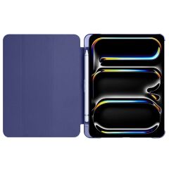 iPad Pro 11 M4 2024 uyumlu Kapaklı Kılıf Kalem Bölmeli Standlı Flip Smart Akıllı Kapak Uyku Modlu Lacivert