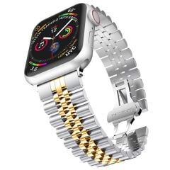 Apple Watch 8 45 mm uyumlu Metal Kordon Rolex Style Kayış Jubilee Bilezik