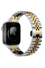 Apple Watch 8 45 mm uyumlu Metal Kordon Rolex Style Kayış Jubilee Bilezik