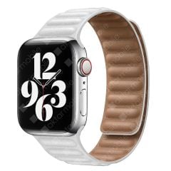 Apple Watch 9 41 mm uyumlu Manyetik Baklalı Model Kayış Mıknatıslı Suni Deri Kordon