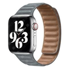 Apple Watch 9 41 mm uyumlu Manyetik Baklalı Model Kayış Mıknatıslı Suni Deri Kordon