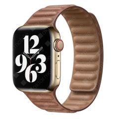 Apple Watch 9 41 mm uyumlu Manyetik Baklalı Model Kayış Mıknatıslı Suni Deri Kordon