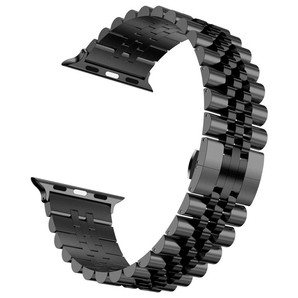 Apple Watch 8 45 mm uyumlu Metal Kordon Rolex Style Kayış Jubilee Bilezik Siyah