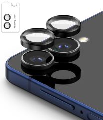 Galaxy Z Flip 7 Uyumlu Safir Kamera Lens Koruyucu Anti-Reftective Premium Temperli Cam Tam Koruma Siyah