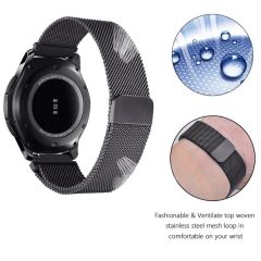 Samsung Galaxy Watch 4 40 / 44 mm Uyumlu Hasır Metal Kordon Mıknatıslı Tel Örgü Kayış Siyah