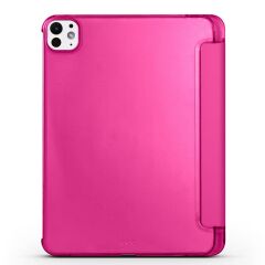 iPad Pro 11 M4 2024 uyumlu Kapaklı Kılıf Kalem Bölmeli Standlı Flip Smart Akıllı Kapak Uyku Modlu Koyu Pembe