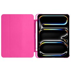 iPad Pro 11 M4 2024 uyumlu Kapaklı Kılıf Kalem Bölmeli Standlı Flip Smart Akıllı Kapak Uyku Modlu Koyu Pembe