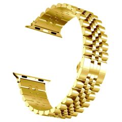 Apple Watch 8 45 mm uyumlu Metal Kordon Rolex Style Kayış Jubilee Bilezik Gold