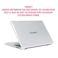 Huawei Matebook D16 2023 uyumlu Kılıf Koruyucu Kapak Parlak Şeffaf Tasarım Hava Kanallı Tam Koruma