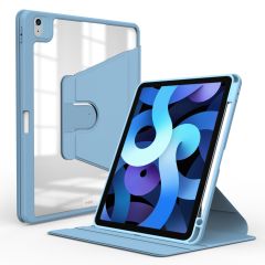 iPad Air 4. Nesil 2020 Uyumlu Kılıf 360° Dönebilen Kalem Bölmeli Standlı Akıllı Kapak Premium Mavi