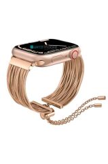 Apple Watch 6 5 4 3 2 1 SE 42 44 mm Uyumlu Ayarlanabilir Zincirli Hasır Kordon Paslanmaz Çelik Kayış