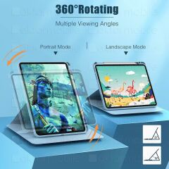 iPad Air 4. Nesil 2020 Uyumlu Kılıf 360° Dönebilen Kalem Bölmeli Standlı Akıllı Kapak Premium Pudra