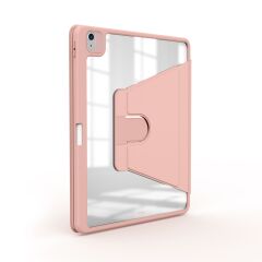 iPad Air 4. Nesil 2020 Uyumlu Kılıf 360° Dönebilen Kalem Bölmeli Standlı Akıllı Kapak Premium Pudra