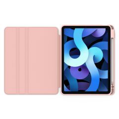 iPad Air 4. Nesil 2020 Uyumlu Kılıf 360° Dönebilen Kalem Bölmeli Standlı Akıllı Kapak Premium Pudra