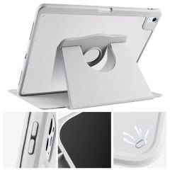 iPad Air 13 M2 2024 uyumlu Kapaklı Kılıf Kalem Bölmeli Dönebilen Yatay Dikey Standlı Akıllı Kapak Gri