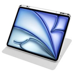 iPad Air 13 M2 2024 uyumlu Kapaklı Kılıf Kalem Bölmeli Dönebilen Yatay Dikey Standlı Akıllı Kapak Gri