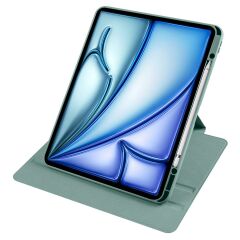 iPad Air 13 M2 2024 uyumlu Kapaklı Kılıf Kalem Bölmeli Dönebilen Yatay Dikey Standlı Akıllı Kapak Koyu Yeşil