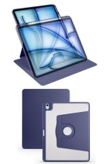 iPad Air 13 M2 2024 uyumlu Kapaklı Kılıf Kalem Bölmeli Dönebilen Yatay Dikey Standlı Akıllı Kapak Lacivert