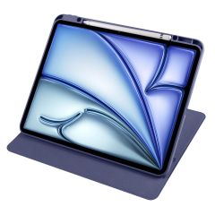 iPad Air 13 M2 2024 uyumlu Kapaklı Kılıf Kalem Bölmeli Dönebilen Yatay Dikey Standlı Akıllı Kapak Lacivert