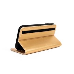 iPhone 13 Mini Kapaklı Cüzdan Kartlık Kılıf Çıkartılabilen Mıknatıslı Kapak Standlı Kılıf Gold