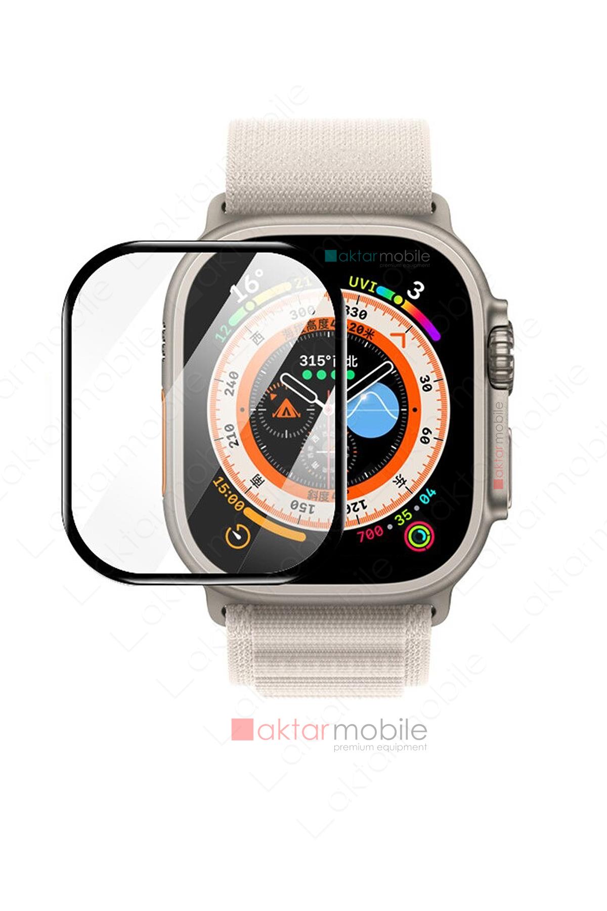 Apple Watch Ultra 49 mm uyumlu Ekran Koruyucu 3D Tam Kapatan Kavisli PPMA Nano Cam Tam Uyum