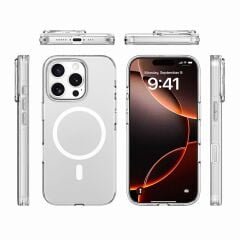 iPhone 16 Pro uyumlu Şeffaf Kılıf Magsafe Silikon Kapak Kamera Çıkıntılı Darbe Emici Üstün Koruma