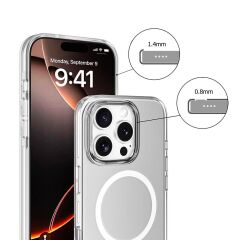 iPhone 16 Pro uyumlu Şeffaf Kılıf Magsafe Silikon Kapak Kamera Çıkıntılı Darbe Emici Üstün Koruma