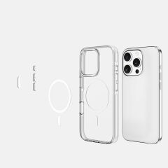 iPhone 16 Pro uyumlu Şeffaf Kılıf Magsafe Silikon Kapak Kamera Çıkıntılı Darbe Emici Üstün Koruma