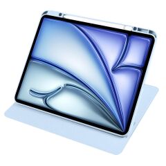 iPad Air 13 M2 2024 uyumlu Kapaklı Kılıf Kalem Bölmeli Dönebilen Yatay Dikey Standlı Akıllı Kapak Mavi