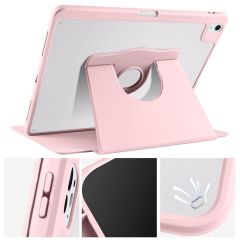 iPad Air 13 M2 2024 uyumlu Kapaklı Kılıf Kalem Bölmeli Dönebilen Yatay Dikey Standlı Akıllı Kapak Pembe