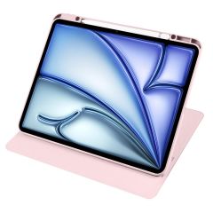 iPad Air 13 M2 2024 uyumlu Kapaklı Kılıf Kalem Bölmeli Dönebilen Yatay Dikey Standlı Akıllı Kapak Pembe